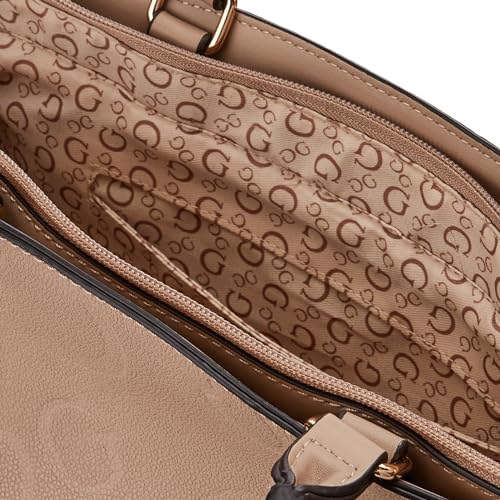 Guess Women's Beige Textured Satchel Bag| Ladies Purse Handbags | Gift For Ladies