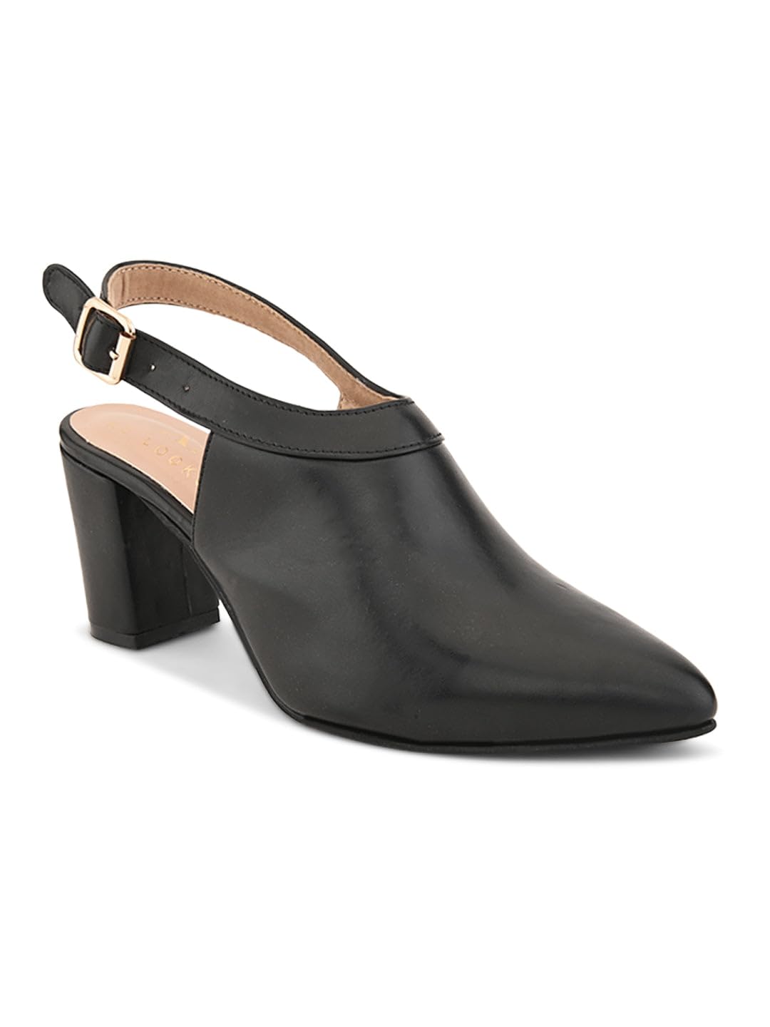 XE Looks Black Slingback Heels | Pointed-Toe Design | Adjustable Strap |Comfortable & Trendy Cushioned Footbed Heels for Girl & Women