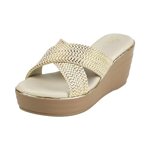 tresmode TULSA Cream Women's Dress Wedge Heel Sandals in Size 3 UK / 36 EU