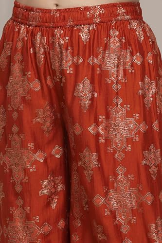 Biba Women's Viscose Rayon Kurta Set (SKDCRFLUX31070AW25ORG_Orange