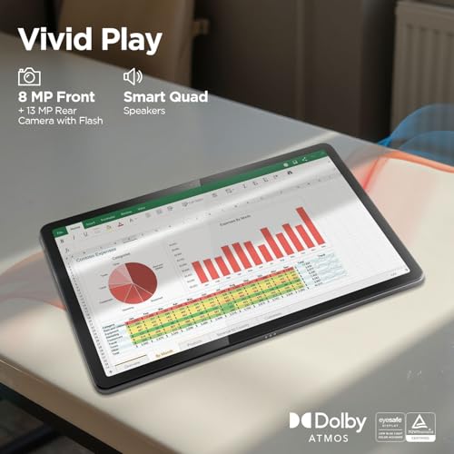 Lenovo Tab K11 with Keyboard| 4G (LTE) + Wi-Fi | 8 GB RAM, 128 GB ROM (Expandable Upto 1 TB)| 11 Inch Screen, 90 Hz Refresh| Quad Speaker with Dolby Atmos| 13 MP Rear Cam with Flash|Luna Grey