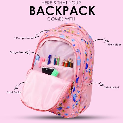 BEAUTY GIRLS BY HOTSHOT |SCHOOL BAG|TUTION BAG|COLLEGE BACKPACK|FOR GIRLS & WOMEN|18 INCH|32 L WATER RESISTANT |SCHOOL BAG FOR GIRLS