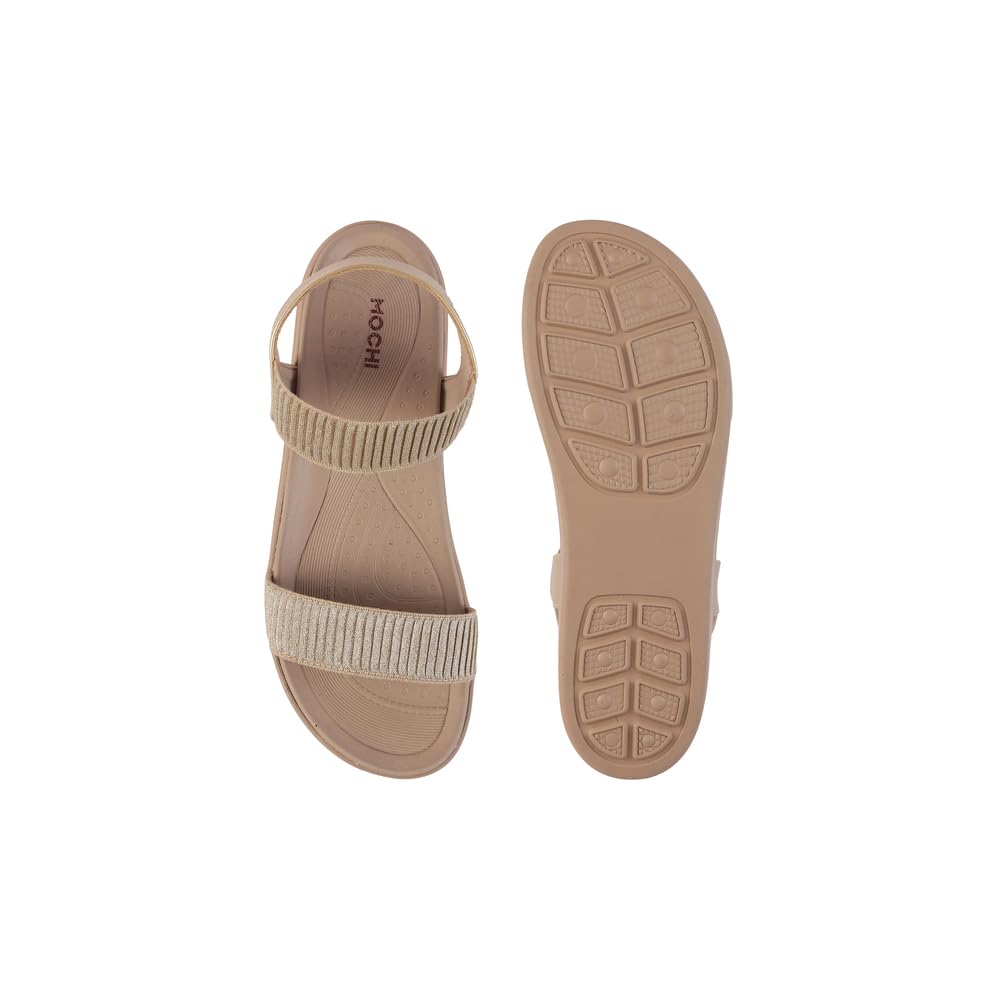 Mochi Women Gold Wedge Heel Comfort Sandal UK/6 EU/39 (34-924)