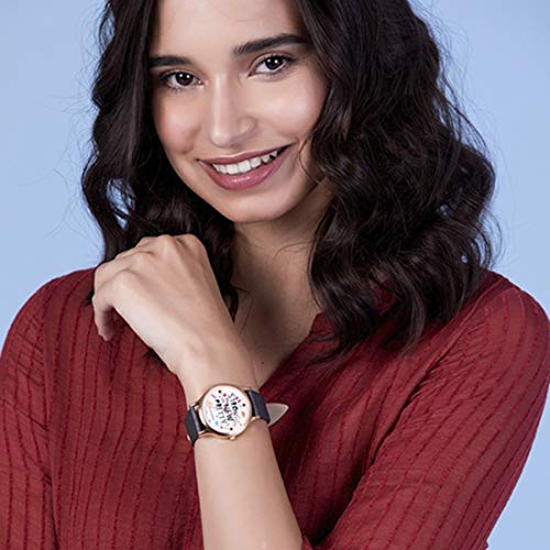 TEAL BY CHUMBAK Round Dial Analog Watch for Women,Strong is New Pretty Collection, Solid Vegan Leather Strap,Gifts for Women/Girls/Ladies,Stylish Fashion Watch for Casual/Work - Grey