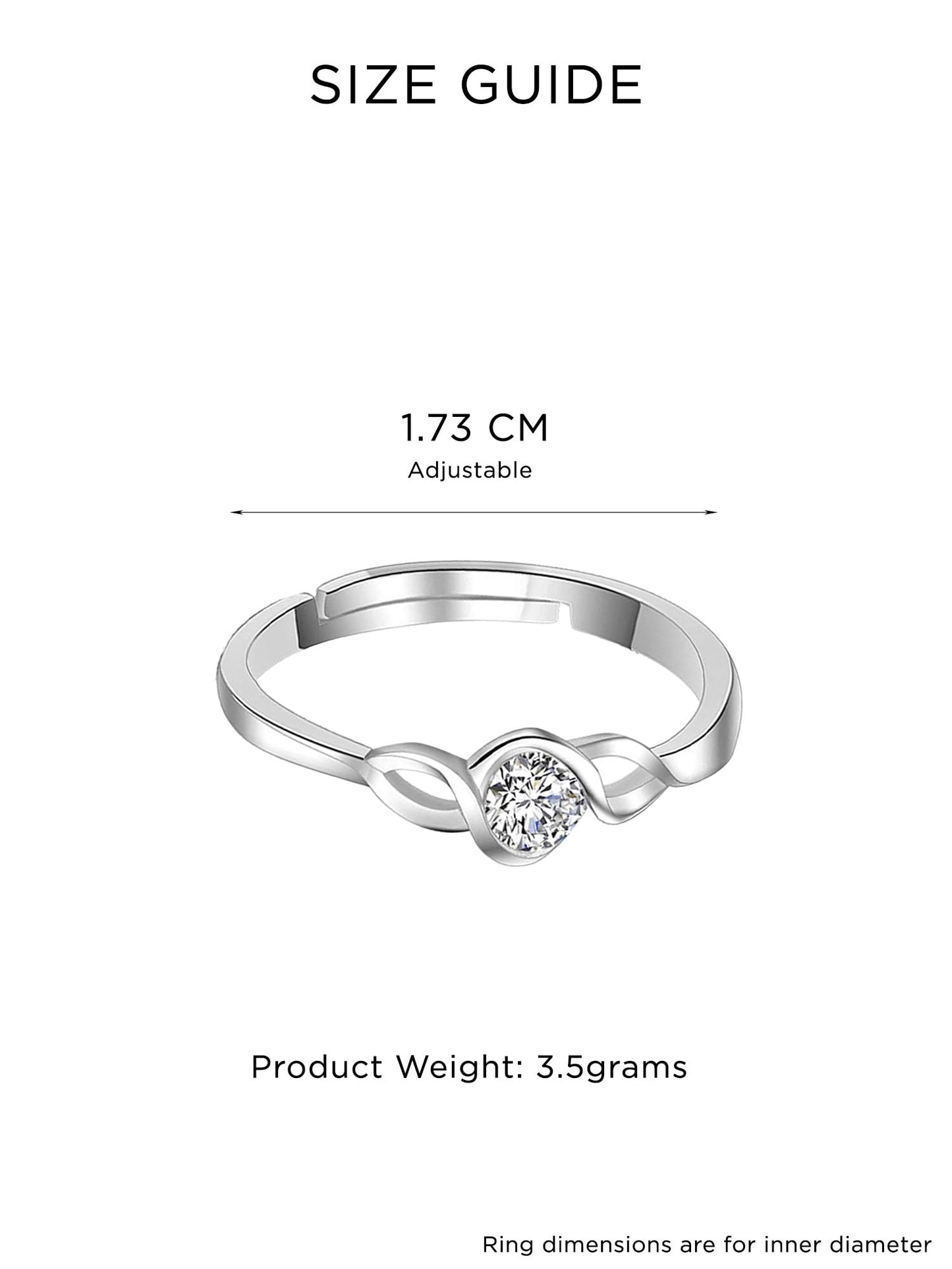 Yellow Chimes Valentine Gift for Girls Elegant Crsytal Adjustable Silver Ring for Women | Birthday Anniversary Gift For Girlfriend Wife