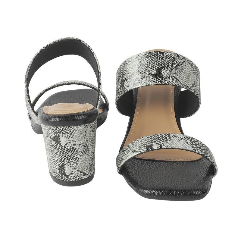 tresmode Rentu Women's Pewter Dress Block Heel Sandals in Size 7 UK / 40 EU