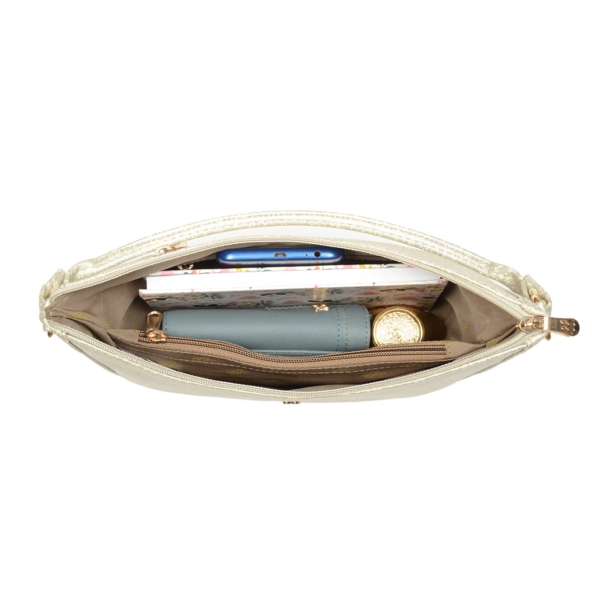 Baggit Women White Saddle Sling Bag Small Size | Ladies Stylish Casual Cross Body Purse Handbag