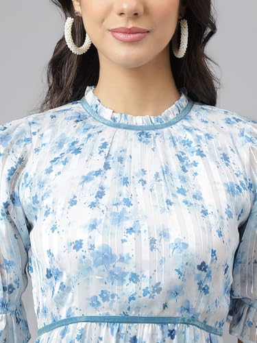 Latin Quarters Women White Printed Half Sleeve Casual Dress_3XL