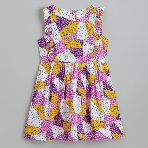 Hopscotch Girls Multi Sleeveless Floral Casual Dress for Ages (5-6 Years)