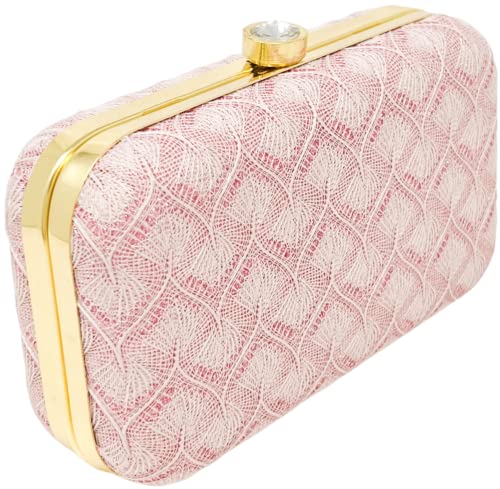 AILTINO Women's Oval Frame Clutch | Detachable Sling Chain | Ladies Party Wedding Purse Bag (Taj Pink)