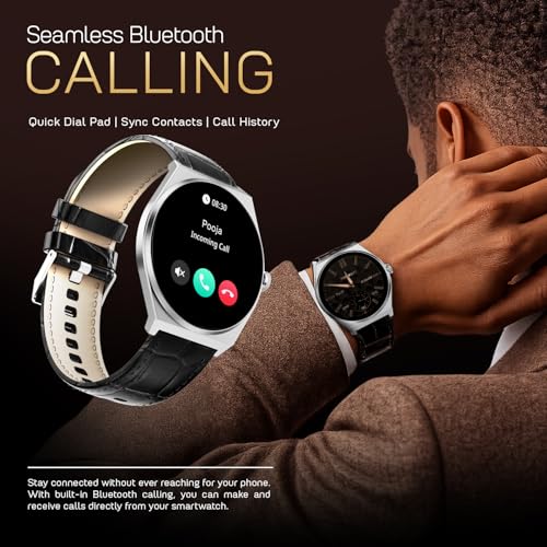 Fire-Boltt Phoenix Nova Smartwatch 1.43” Slim Super AMOLED Display, 466x466 Pixel Always-On Display, Bluetooth Calling, Health Tracker for Men & Women Shadow Black
