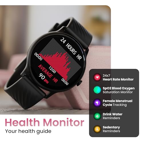 Boult Newly Launched Dire Smartwatch 1.38'' 2.5D Curved HD Display, BT Calling, 500 Nits Brightness, IP67, 250+ Watchfaces, 120+ Sports Modes, AI Voice Assistant, SpO2 Monitoring (Pure Black)