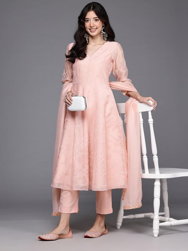 Ahalyaa Women's Polyester Kurta Set (AHKUPNDU-COMBO-1124_Pink