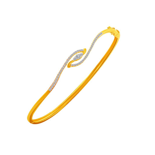 P.C. Chandra Jewellers 18Kt Yellow Gold And Diamond Bangle For Women