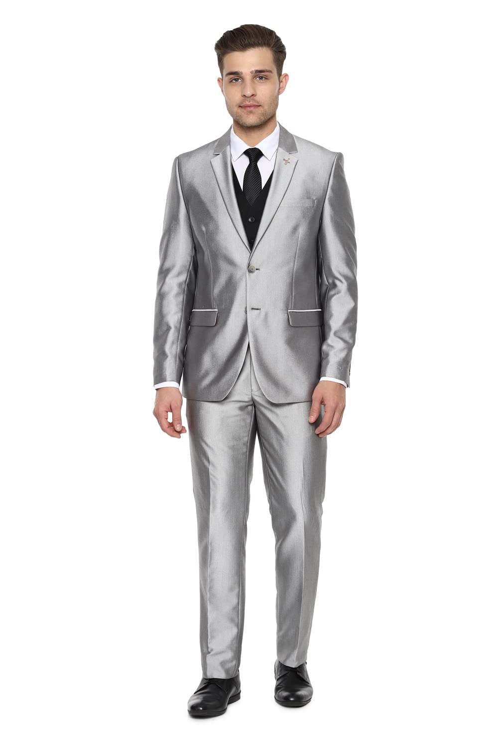 Van Heusen Men's Poly Viscose Notch Lapel Suit (VHSUCSLPF96161_Grey_36 regularW x N/AL)