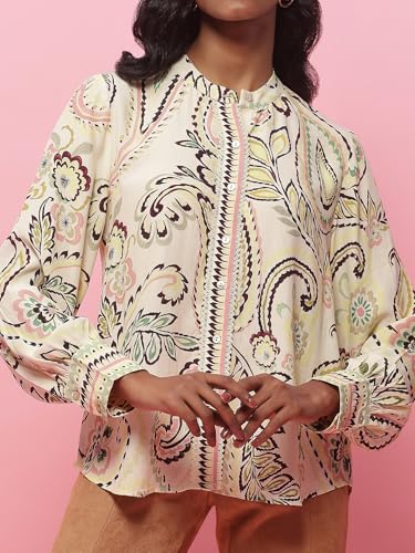 Label RITU KUMAR Ecru Paisley Print Shirt