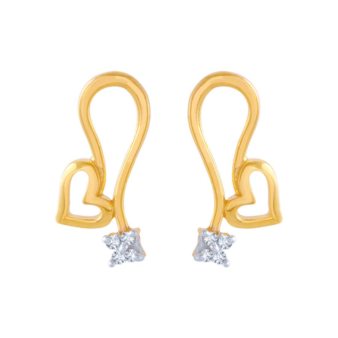 P.C. Chandra Jewellers 14k (585) Yellow Gold and American Diamond Stud Earrings for Women