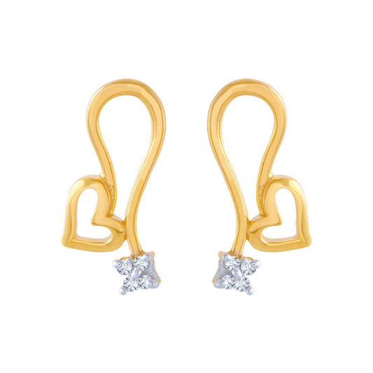 P.C. Chandra Jewellers 14k (585) Yellow Gold and American Diamond Stud Earrings for Women