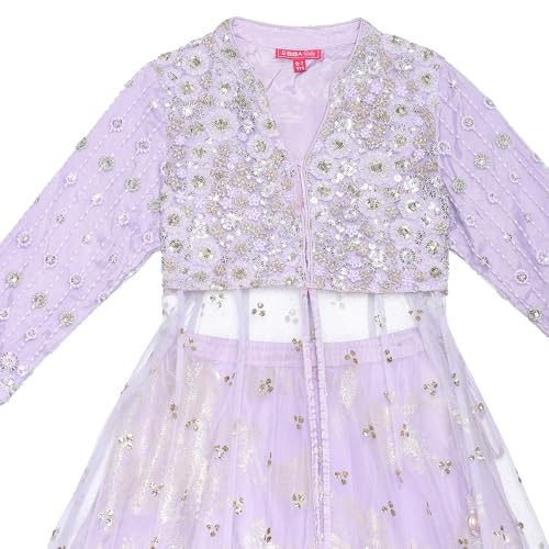 BIBA Girls Nylon Solid Lehenga Set (Kw5633_5_Purple) Readymade Purple 5
