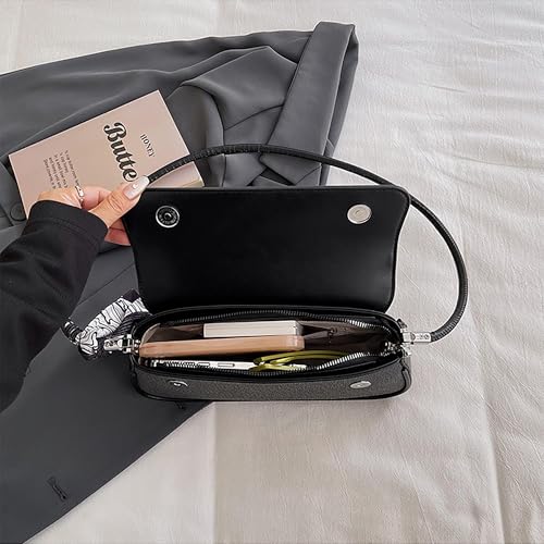 SIBY Underarm Shoulder Bags for Women's with Ribbon (Black)