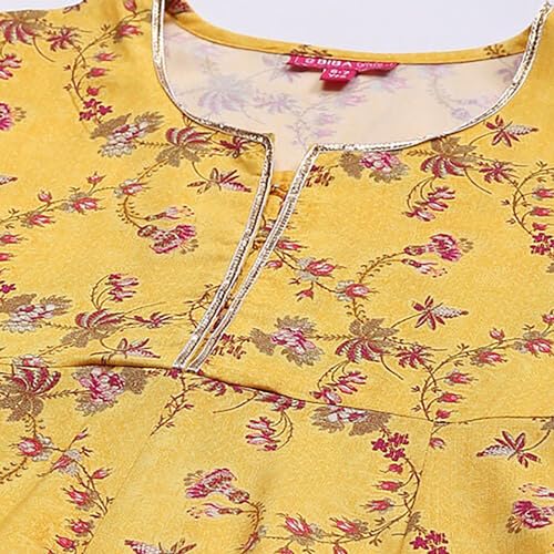 Biba Girls Rayon Kalidar Printed Suit Set(KW5029E_5_Yellow)