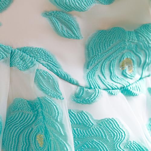 Hopscotch Girls Knee Length Party Dresses in Teal Color For Ages (6-7 Years)