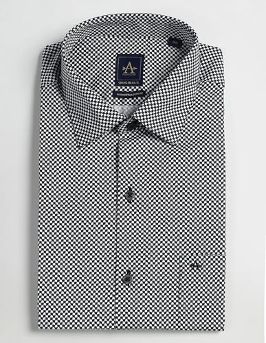 ARROW Men's Geometric Regular Fit Shirt (ARAEOSH1731_Black
