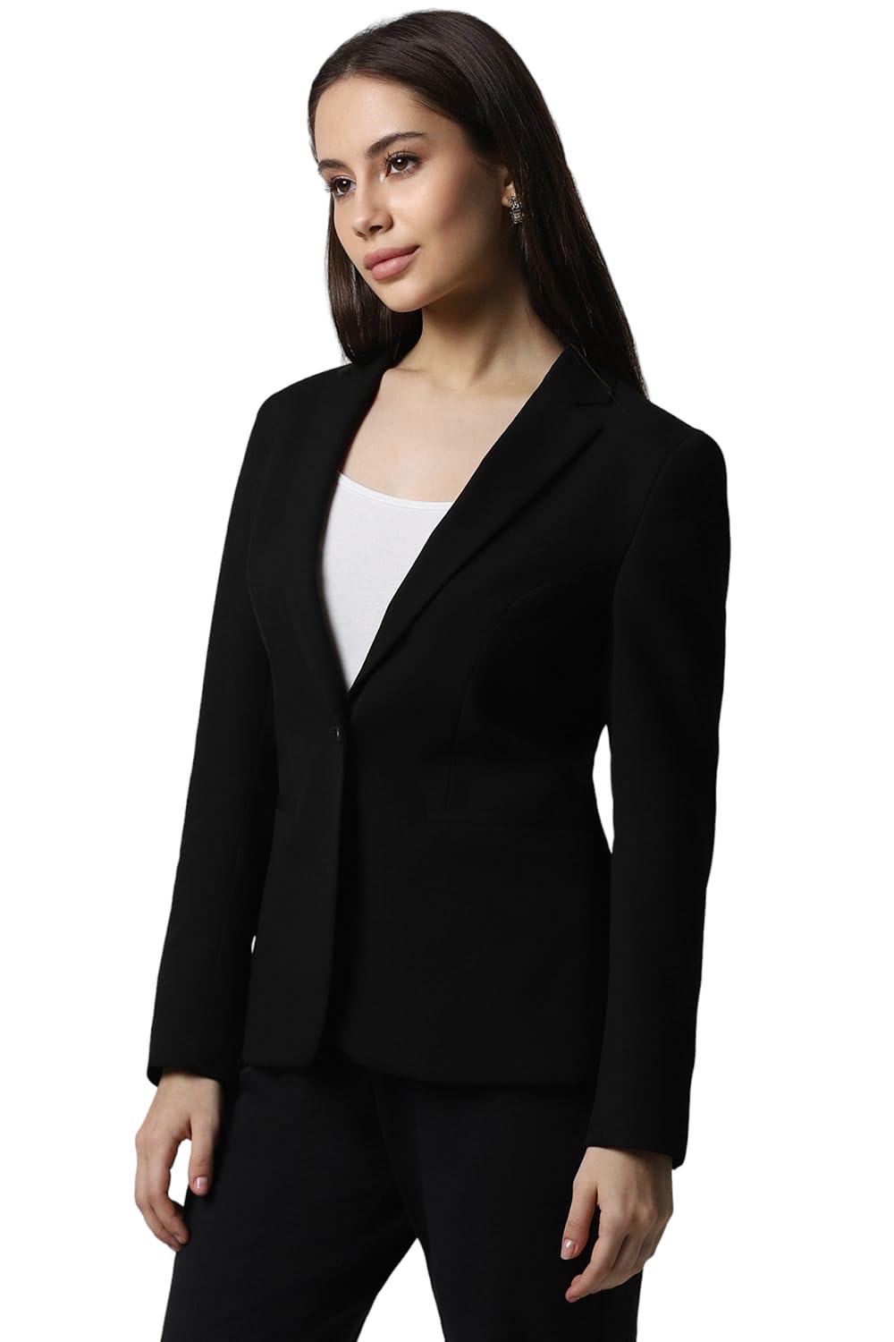 Van Heusen Women's Single Breasted Blazer (VWBZCRGBO23365_Black