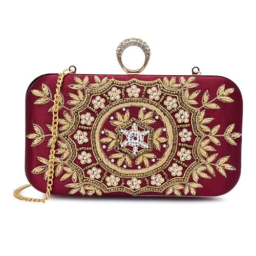 For The Beautiful You Embroidered Women's Ring Clutch (Cherry)