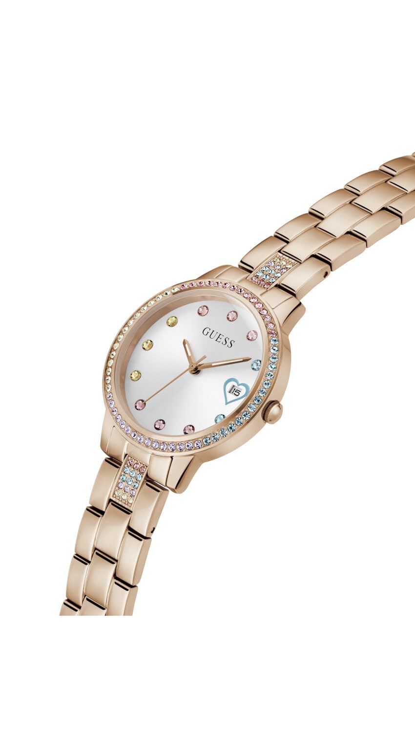 GUESS Stainless Steel Women White Analog Round Dial Watch- Gw0657L3, Pink Band