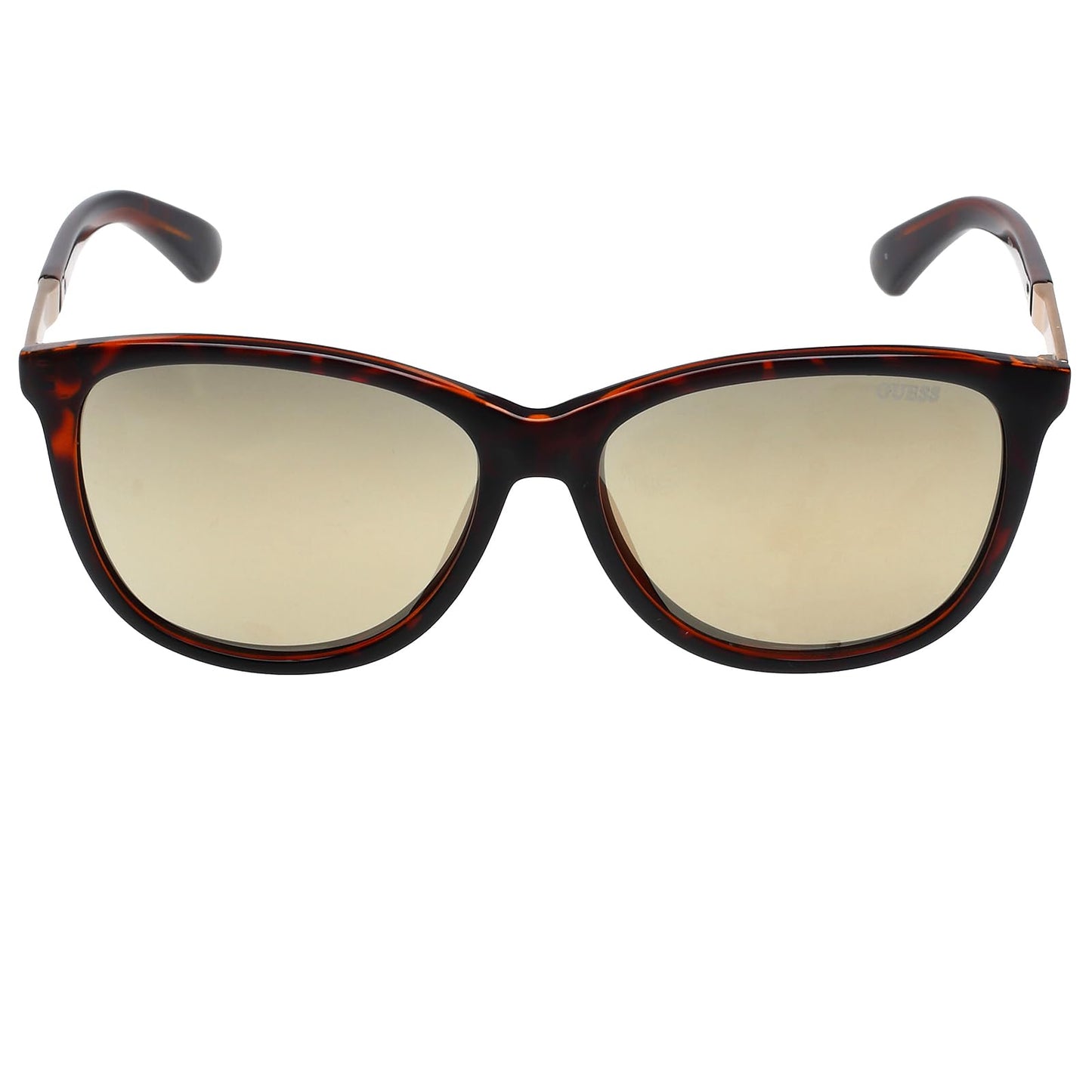 GUESS Women's Brown Oval 100% Uv Protection (Uv 400) Gold Reflector Mirror Lens Medium Non-Polarized Sunglasses - Gu7389 52C 58 S