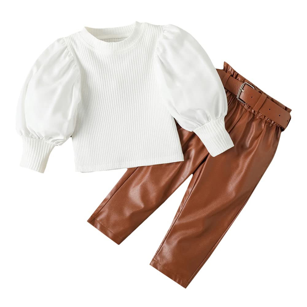 Hopscotch Girls Solid Top Pant Set In White Color for Ages 5-6 Years