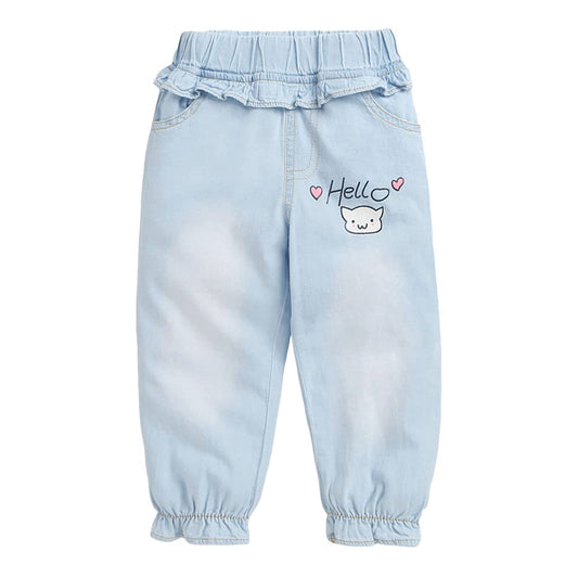 Hopscotch Baby Girls Regular Fit Jeans in Blue Color For Ages (12-24 Months)
