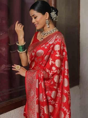 Indian Silk Palace Women's Original Royal Rajwadi Wedding special Pure Soft Kanchi Pattu Kanjivaram Kanchipuram Dola Silk Banarasi Style Saree With Blouse piece - isp v53.39_2