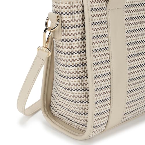 Fastrack Textured Weave Satchel | Faux Leather Satchel Bag for Women | Dual Carry Handbag with Top Handles & Detachable Adjustable Strap | Zipper Closure