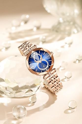 Giordano Luxury Watch for Women – Round Diamond Cut Glass Dial, Elegant Stainless Steel Strap with Quartz Movement