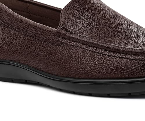 LOUIS STITCH Men's Brunette Brown Slip-On Loafers | Ultra Lightweight Slip-On Solid Formal Shoes for Men | Loafers with All-Day Comfort | LSFLPDMPUBB | UK-9