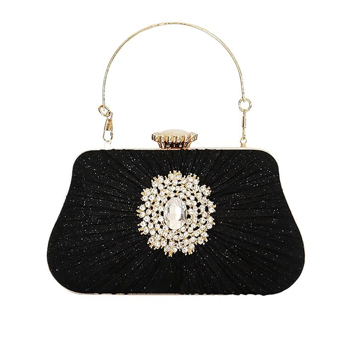 Mastyle® Pleated Handbag With Rhinestone Pattern And Beaded Finish For Women