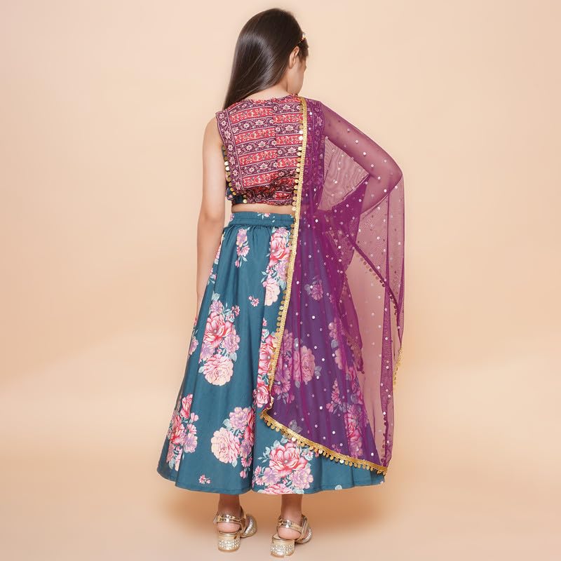 Ahalyaa Girl's Polyester Kids Lehenga Choli (87K-753COM-KDBLSKDU-5-6Y5-6Y)