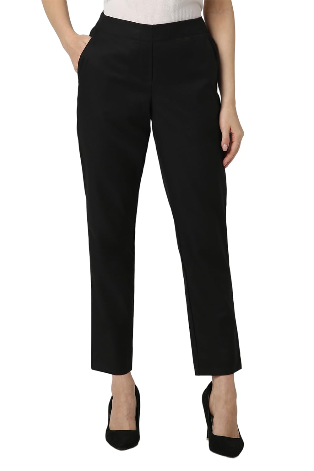 Van Heusen Women's Regular Casual Pants (VWTFCRGBO09178_Black