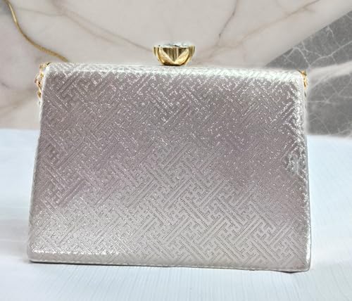 Divine Collection Pearl Crown Clutch (Silver)