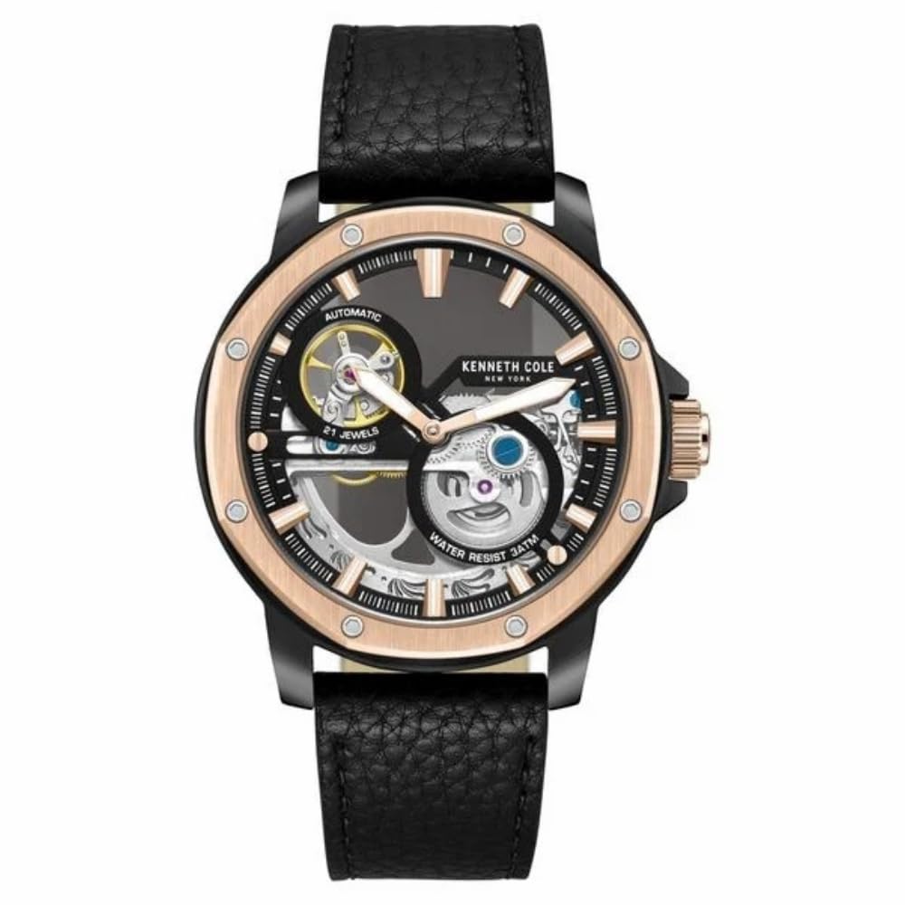 Kenneth Cole Automatic Black Dial Stainless Steel Strap Watch for Men-KCWGE0033702MN