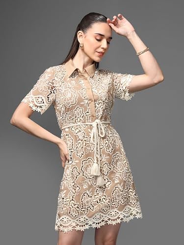 Kazo Miller Mini Dress with Belt (Beige_L)
