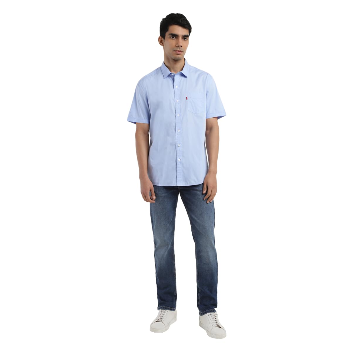 Levi's Men's Spread Collar Slim Fit Solid Shirts Blue