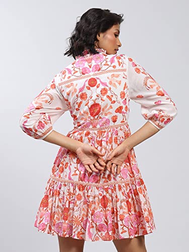 Label RITU KUMAR Ivory Floral Print Short Dress