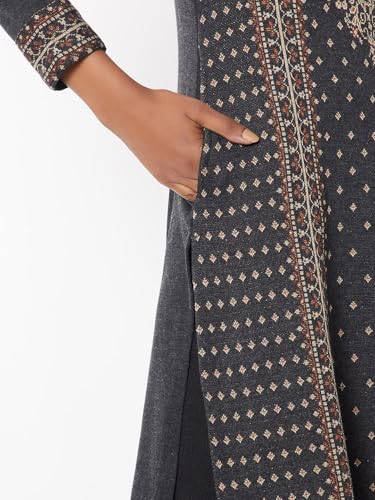 Max Women Knit Straight Winter Kurta (Grey_XL)