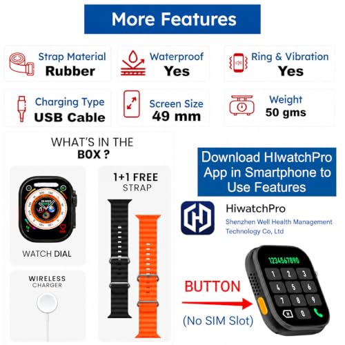 Mens & Womens Smartwatch | Bluetooth Calling | 1.99" HD Touch Display | 1-Game | Calculator | Calander | Fitness & Sports Mode | Waterproof | Change Wallpaper | B+C4 | (Black/Orange Straps)