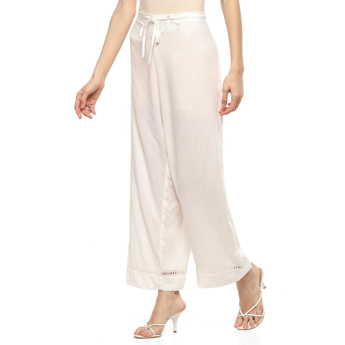 BIBA Women Solid Regular Mid Rise Mix and Match Pants (Boho STORY20143_Off White_L)