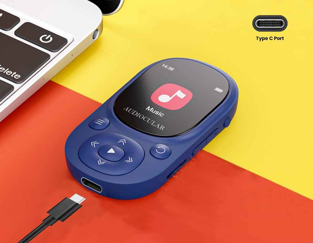 AUDIOCULAR M11 16GB MP3 Digital Player with Clip, Portable Bluetooth Music Player Support Upto128GB External Storage, Pedometer, FM Radio, Voice Recorder, E-Book, Stopwatch (16GB - Blue)