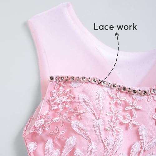 Hopscotch Girls Floral Embroidered Sleeveless Gown with Crown Headband in Pink Color for Age (10-12 Years)